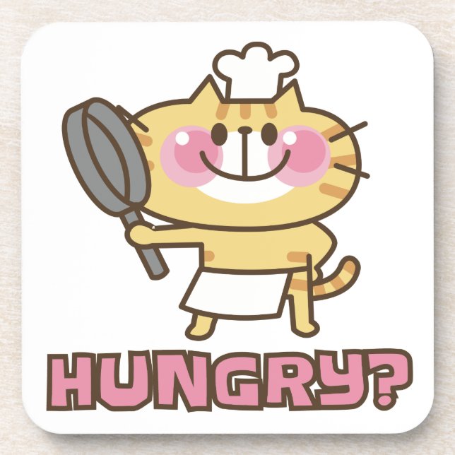 Cute Cat Cartoon Chef Pink Funny Kids Party  Coaster (Front)