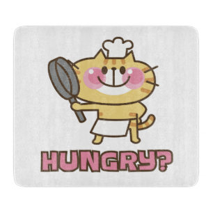 Cute Cat Cartoon Chef Pink Funny Kids Party  Cutting Board