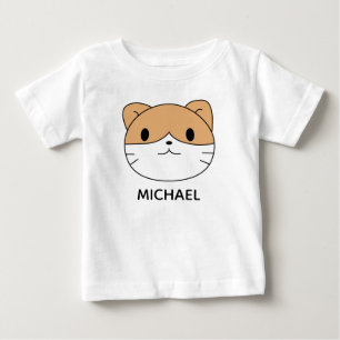 Cute Cat Cartoon Face Personalised Baby T-Shirt