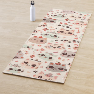 Cute Cat Cartoon Funny Pattern party Yoga Mat