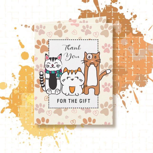 Cute Cat Cartoon Funny Saying Thank You Card (Creator Uploaded)