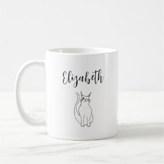 Cute Cat Cartoon Kitty Drawing Personalised Coffee Mug