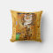 Cute cat cartoon Klimt gold pillow