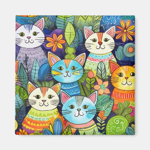 Cute Cat Cartoon Pattern Magnet
