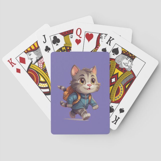 Cute Cat Cartoon Playing Cards (Back)