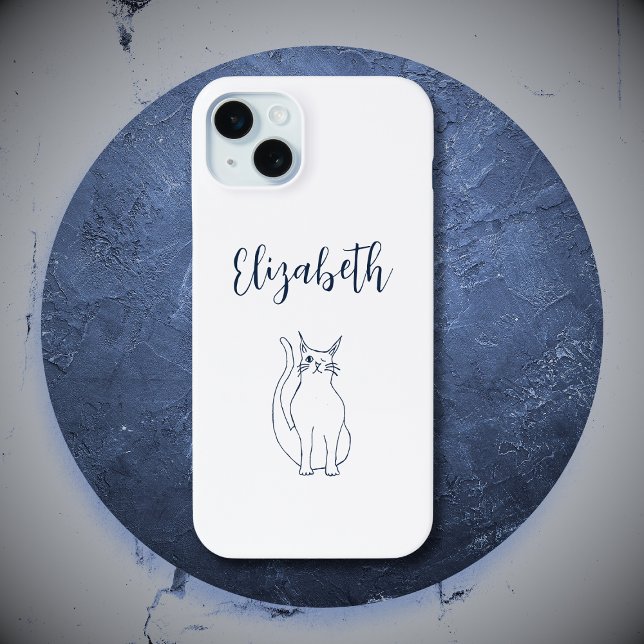 Cute Cat Cartoon Winking Kitty Simple Case-Mate iPhone Case (Creator Uploaded)