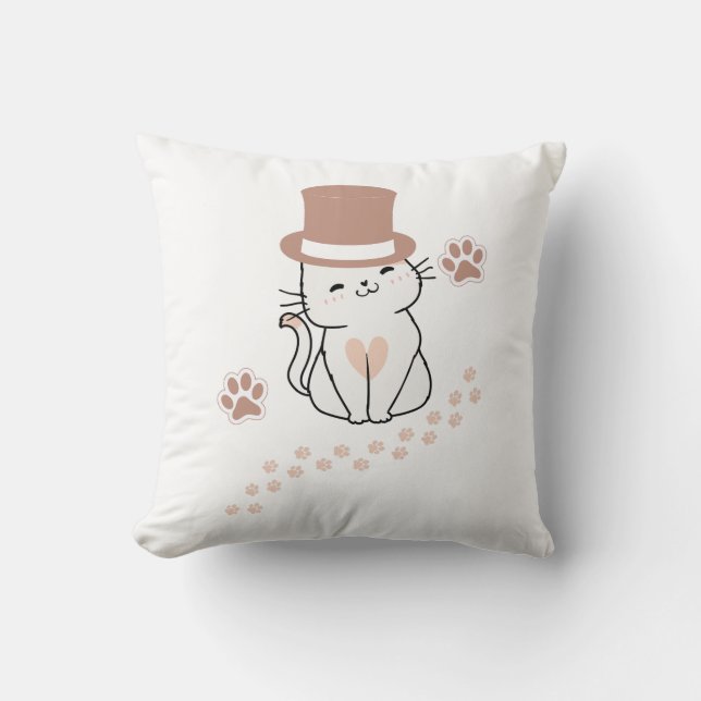 CUTE CAT CAT LOVERS HAT, FLOWER CAT  CUSHION (Front)