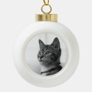 Cute Cat Ceramic Ball Christmas Ornament