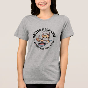 Cute Cat Chef T-Shirt for Women & Men – Funny Cook Tri-Blend Shirt