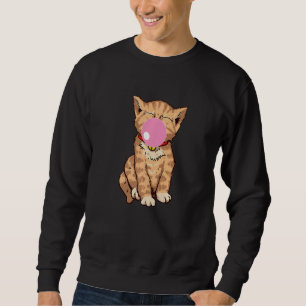 Cute Cat Chews Gum Bubble Bubble Gum Cat Sweatshirt