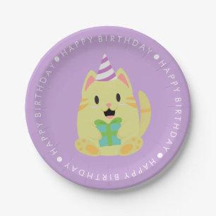 Cute Cat Children's Birthday Party Paper Plate