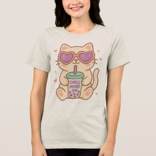 Cute Cat Chill Mode T-Shirt Tri-Blend Shirt
