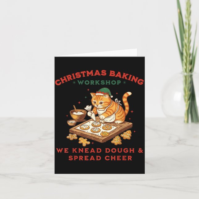 Cute Cat Christmas Baking Workshop For Men Women K Card (Front)