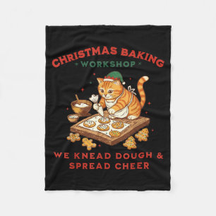 Cute Cat Christmas Baking Workshop For Men Women K Fleece Blanket
