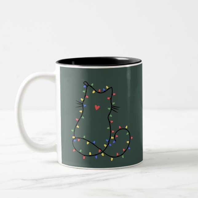 Cute Cat Christmas Cat Mum Funny Xmas Cat Lover  Two-Tone Coffee Mug (Left)