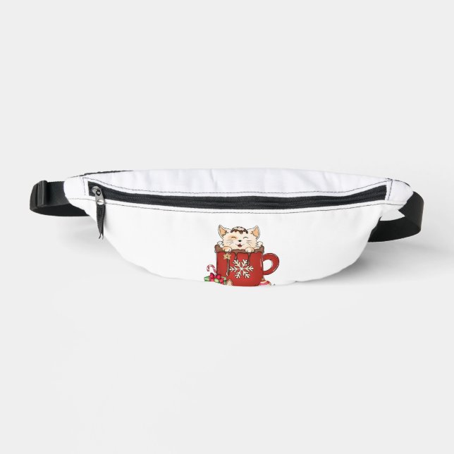 Cute Cat Christmas Chocolate Coffee   Bum Bags (Front)