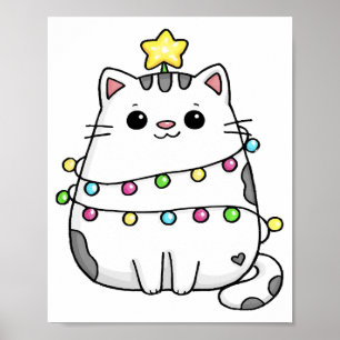 Cute Cat Christmas design Poster