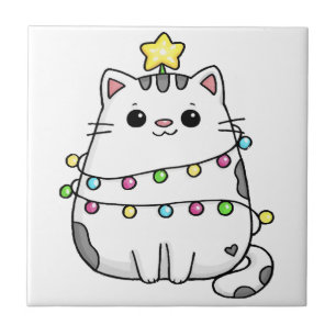 Cute Cat Christmas design Tile