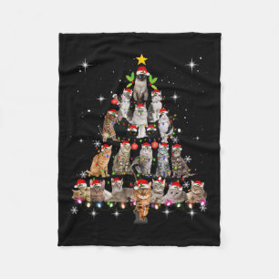 Cute Cat Christmas Dog Tree Funny Cat Tees Christm Fleece Blanket