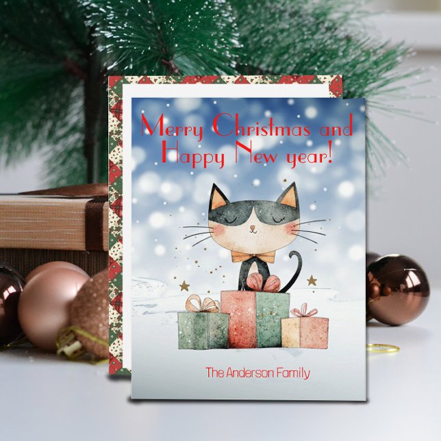 Cute cat christmas gift Holiday Postcard (Creator Uploaded)