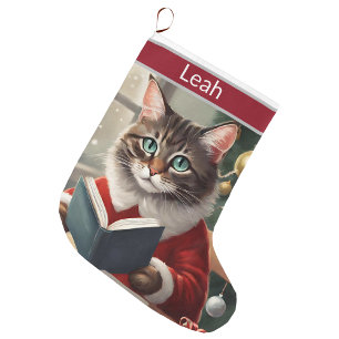 Cute Cat Christmas  Large Christmas Stocking