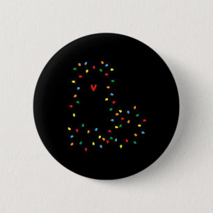 Cute Cat Christmas Light Graphic Cat Black Mum Lov 6 Cm Round Badge