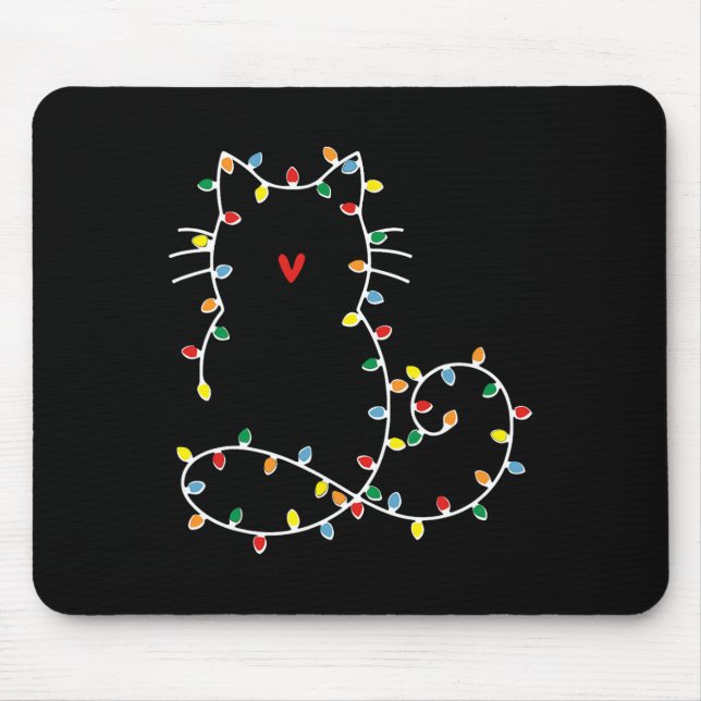 Cute Cat Christmas Lights Merry Catmas Gift For Ca Mouse Mat (Front)