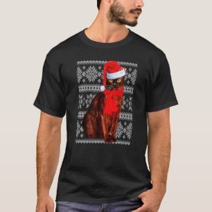 Cute Cat Christmas Lights Santa Cat Ugly Xmas T-Shirt