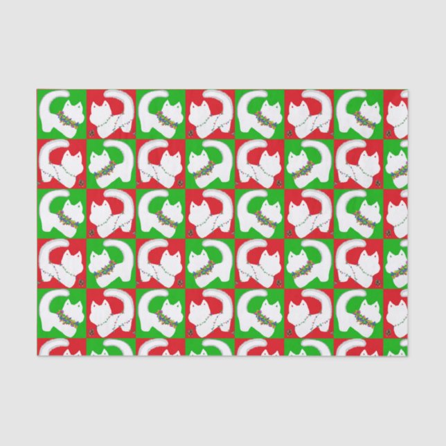 Cute cat Christmas lights tissue paper (Front)