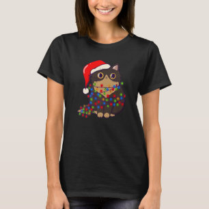 Cute Cat Christmas Lights Xmas Men Women Kids T-Shirt