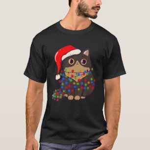 Cute Cat Christmas Lights Xmas Men Women Kids T-Shirt
