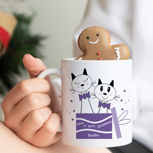 Cute Cat Christmas Presents Mug (Purple) (Creator Uploaded)