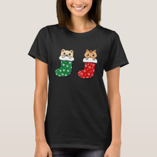 Cute Cat Christmas Socks Xmas Men Women Kids T-Shirt