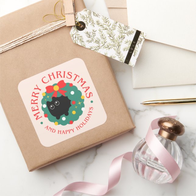 Cute Cat Christmas Sticker (Gifting)