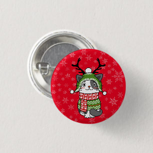 Cute Cat Christmas Stocking stuffers Galore 3 Cm Round Badge