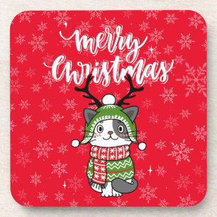 Cute Cat Christmas Stocking stuffers Galore Coaster