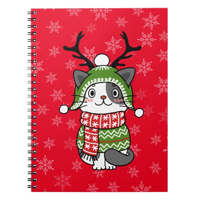 Cute Cat Christmas Stocking stuffers Galore Notebook (Front)