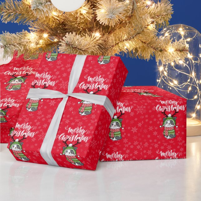 Cute Cat Christmas Stocking stuffers Galore Wrapping Paper (Holidays)