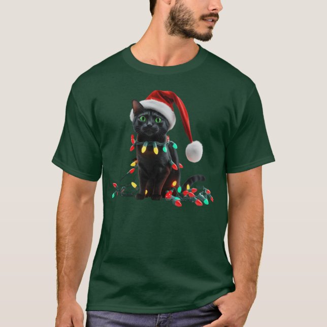 Cute Cat Christmas T-Shirt (Front)