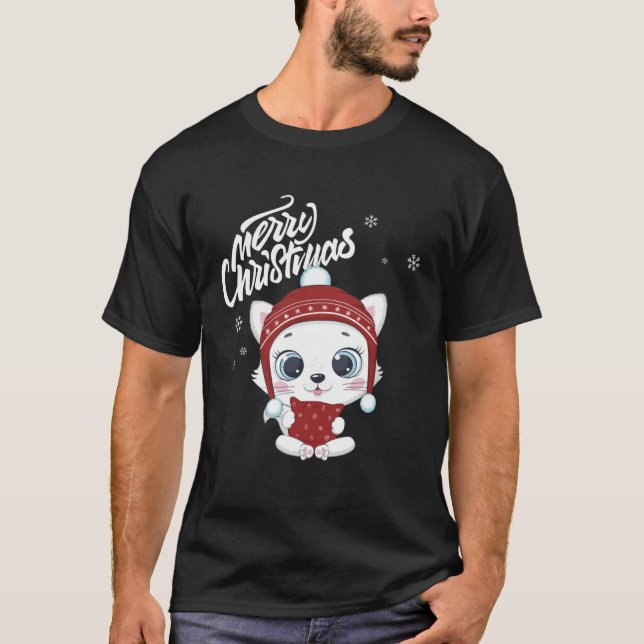 Cute Cat Christmas Top Kitten  Santa s Cat Charact (Front)