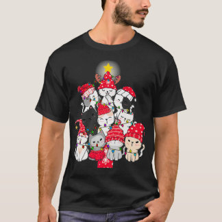 Cute Cat Christmas Tree Cat Lover Kittens Meowy T-Shirt