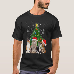 Cute Cat Christmas Tree Cat Xmas Cat Mum Women Ki T-Shirt
