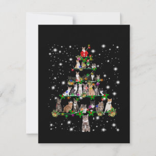 Cute Cat Christmas Tree Covered By Flashlight Thank You Card