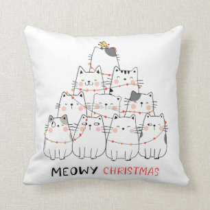Cute cat christmas tree. cushion