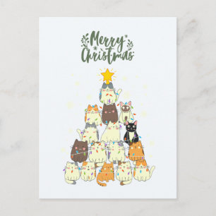 Cute Cat Christmas Tree Holiday Postcard