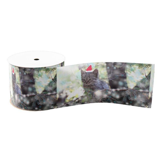 Cute Cat Chrsitmas Grosgrain Ribbon (Spool)
