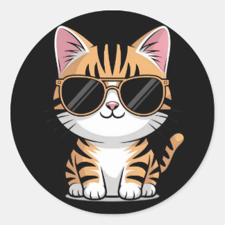 Cute cat classic round sticker