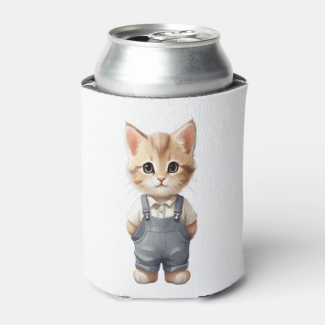 Cute Cat Classic T-Shirt Can Cooler (Can Front)