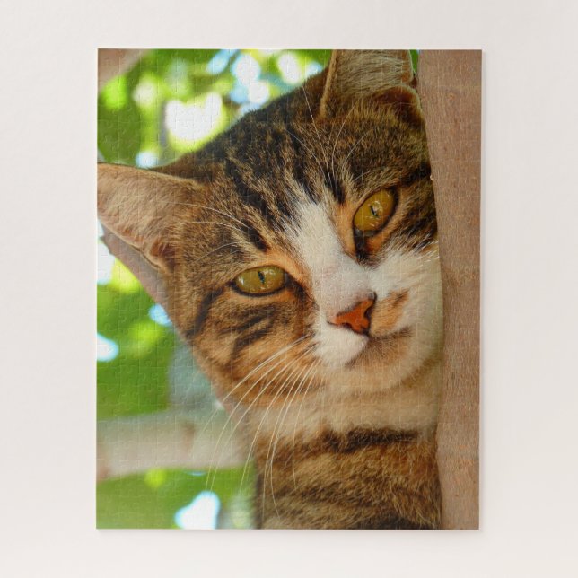 Cute Cat Climbing a Tree Jigsaw Puzzle (Vertical)