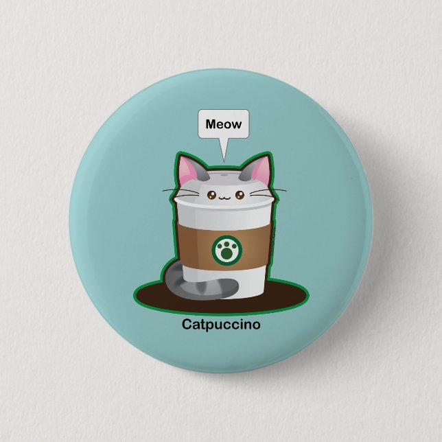 Cute Cat Coffee 6 Cm Round Badge (Front)